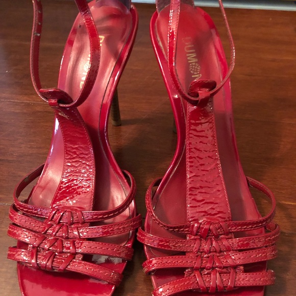 Dumond red sandals heel size 9 - Picture 2 of 6